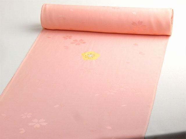 正絹長襦袢 桜吹雪に絞り 薄橙/本絞り