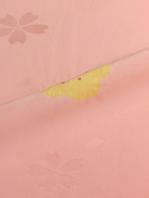 正絹長襦袢 桜吹雪に絞り 薄橙/本絞り