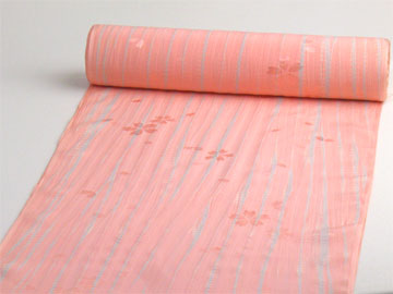 正絹長襦袢 桜吹雪に柳絞り ピンク/グレー