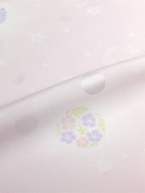 洗える長襦袢 反物 花丸 ピンク 水玉紋意匠