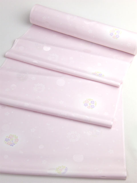 洗える長襦袢 反物 花丸 ピンク 水玉紋意匠