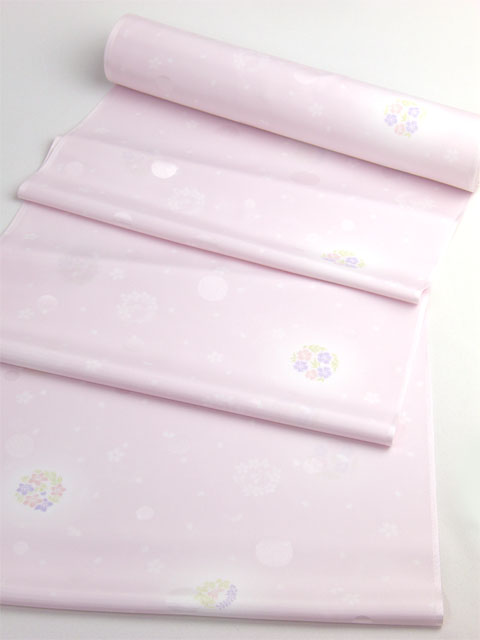 洗える長襦袢 反物 花丸 ピンク 水玉紋意匠