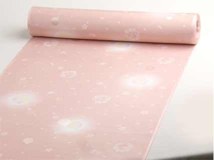 洗える長襦袢 反物 花丸 サーモンピンク 水玉紋意匠