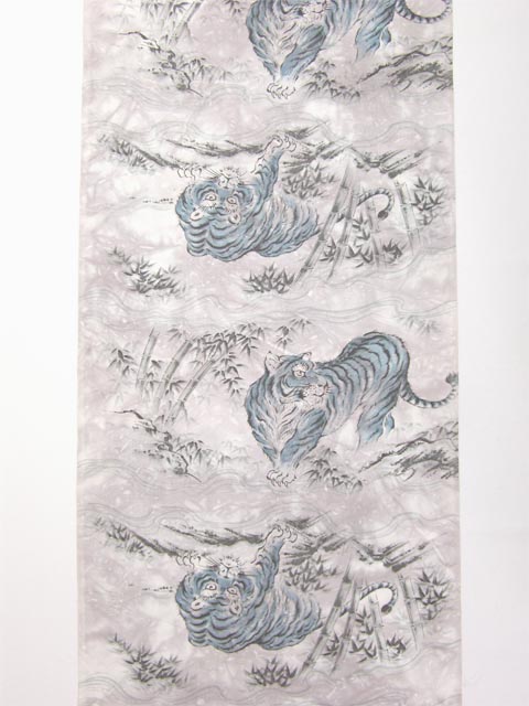 正絹 男物肩裏 虎柄 たたき茶色