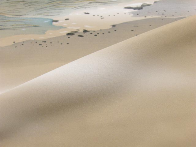 洗える男物 額裏 富士山に大岩 薄茶