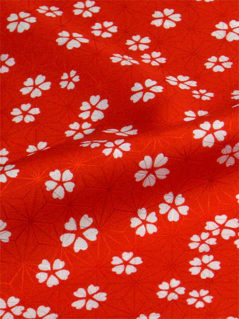 洗える紅(赤)襦袢 桜紋