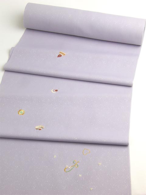 洗える着物 刺繍小紋 スイーツ柄 薄藤紫色 光触媒消臭