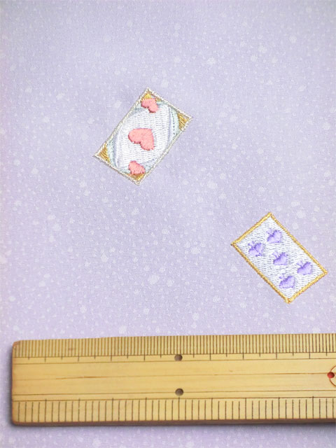洗える着物 刺繍小紋トランプゲーム 薄藤紫色 光触媒消臭