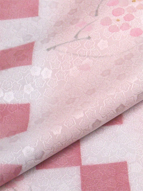 丹後産正絹襦袢 梅市松 ピンク