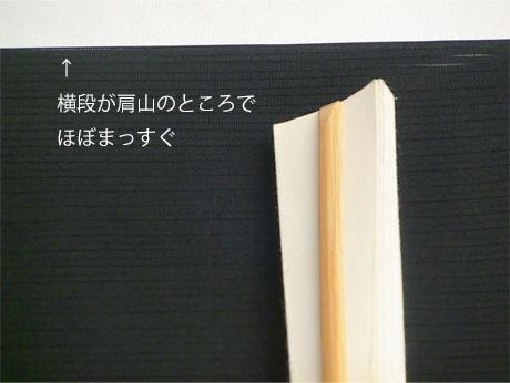 写真：横段（絽目）が山でほぼまっすぐになっている