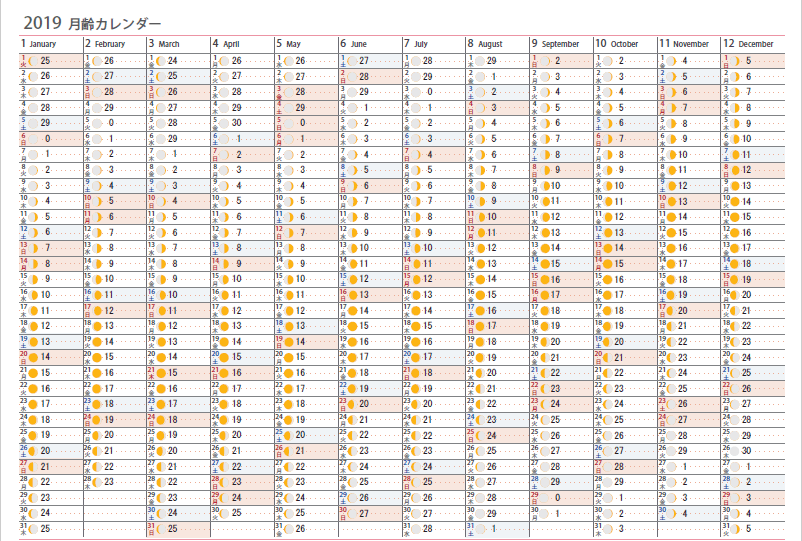 2020年月例カレンダー