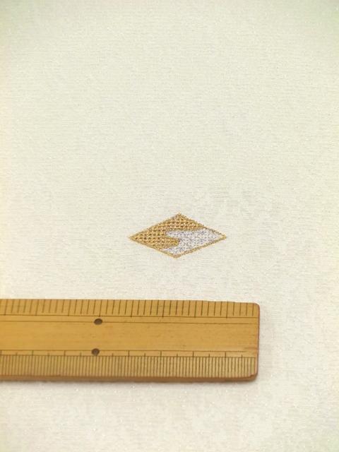 刺繍小紋用日本刺繍 扇と菱 白地 6 opsisyu-ougihisi-wh-10-6