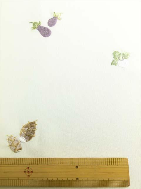 白地にオリジナル日本刺繍見本 京野菜柄 拡大写真1